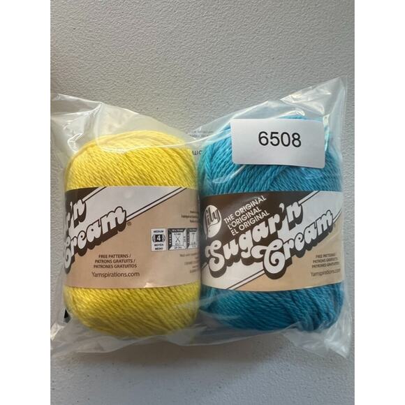 Lily Sugar 'n Cream Sunshine and Hot Blue 100% Cotton 4-Ply Yarn 2-Pack 2.5 Oz - Picture 5 of 5